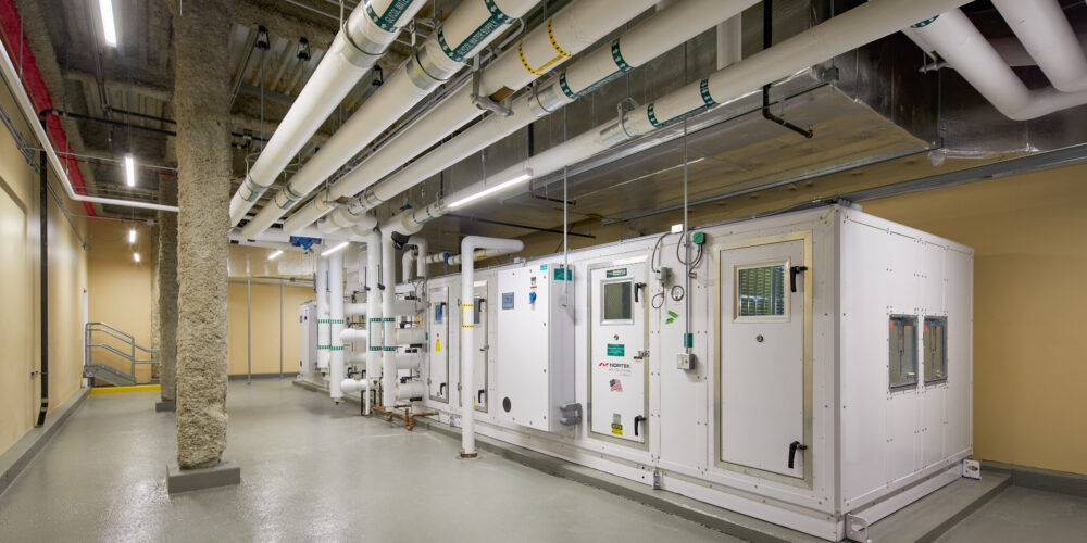 Mechanical systems in new location on the roof to accommodate more usable square footage within the existing NICU floor.