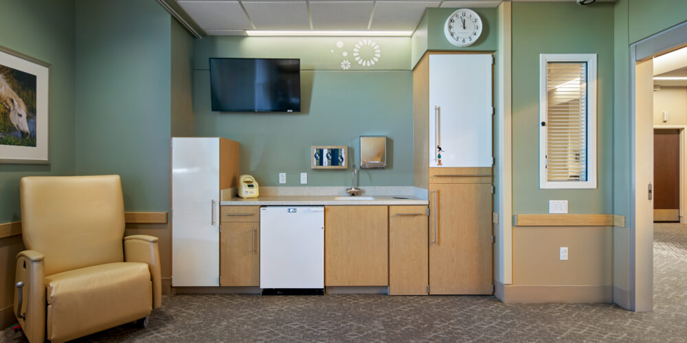 Patient room with upgraded interior finishes