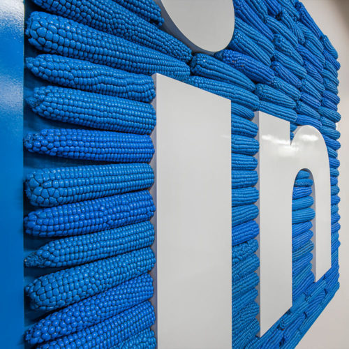 LinkedIn Omaha Entrance Blue Corn Logo